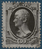 Etats Unis 1870/71 N°49 30 Cents Noir Imprimé Par La National Bank Note Co Oblitéré TTB - Usati