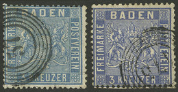 GERMANY: Yvert 10 + 10a, 1861 3k. In Ultramarine And Prussian Blue, Used, Very Fine Quality! - Other & Unclassified