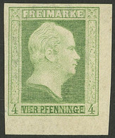 GERMANY: Yvert 9, 1858 4p. Green With Crossed Line Background, Mint Original Gum, Very Fresh, Excellent Quality! - Other & Unclassified