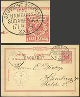 GERMANY: 10Pg. Postal Card Sent From A Ship At Sea To Hamburg On  17/SE/1894, With Oval Mark DEUTSCHE SEEPOST, VF Qualit - Unclassified