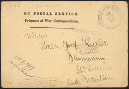 GERMANY: Card Sent By A German POW In India (Ahmednagar Camp) To Blumenau (Brazil) On 9/FE/1917, With Violet Censor Mark - Other & Unclassified