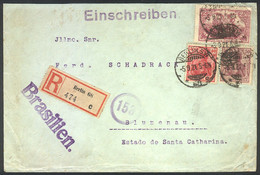 GERMANY: Registered Cover Sent From Berlin To Brazil On 5/SE/1921 Franked With 3.40Mk., Very Nice! - Covers & Documents