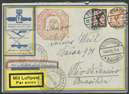 GERMANY: 22/OC/1932 Fürth - Rio De Janeiro, Cover Carried By Zeppelin On 9th Flight Of The Year To South America, Arriva - Covers & Documents