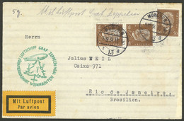 GERMANY: 5/DE/1934 München - Rio De Janeiro, Cover Carried By Zeppelin On Christmas Flight, Arrival Backstamp Of 12/DE,  - Covers & Documents