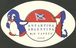 ARGENTINE ANTARCTICA: Luggage Label Of The First Tourist Cruise Trip To Argentine Antarctica In 1959 By Ship Yapeyú, Ver - Other & Unclassified