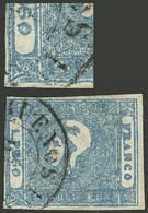 ARGENTINA: GJ.17A, 1P. Milky Blue WITH VARIETY: Bottom Left Angle Defective" (variety Not Yet Catalogued In This Color), - Buenos Aires (1858-1864)