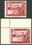 AUSTRIA: Yvert 632 + 632a, 1945/7 5S. Schoenbrunn Park, Key Values Of The Set, MNH, Excellent Quality! - Other & Unclassified