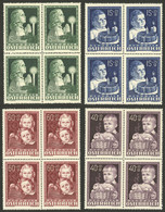 AUSTRIA: Yv.765/768, 1949 Child Welfare Fund, Cmpl. Set Of 4 In Blocks Of 4, Superb, Catalog Value Euros 440 - Other & Unclassified