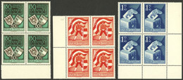 AUSTRIA: Yv.788/90, 1950 Carinthia Plebiscite, Cmpl. Set Of 3 Values In Blocks Of 4, Superb, Catalog Value Euros 680 - Other & Unclassified