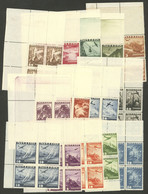 AUSTRIA: Yvert 32/46 (without 38 And 44), 1935 Landscapes, 13 Values Of The Set In MNH Blocks Of 4, With Ample Sheet Mar - Other & Unclassified