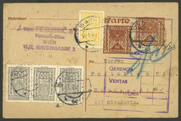 AUSTRIA: INFLATION POSTAGE: Postal Card Of 50+50Kr. + Additional Postage (total 900Kr.) Sent To Argentina On 18/JA/1923, - Other & Unclassified