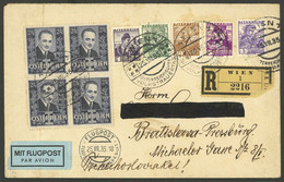 AUSTRIA: Registered Airmail Cover Sent From Wien To Czechoslovakia On 25/JUL/1935, Handsome Franking, VF Quality! - Other & Unclassified