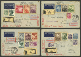 AUSTRIA: 4 Registered Airmail Covers Sent From Wien To Brno On 1, 2 (x2 Different) And 4/JUN/1938, Attractive Postages A - Other & Unclassified