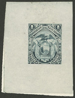 ECUADOR: Sc.61, 1896 1S., Die Proof In Greenish Blue, Printed On Thin Paper, Very Fine Quality! - Ecuador