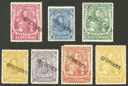 ECUADOR: Sc.63/69, 1896 Complete Set Of 7 Values With SPECIMEN Ovpt., Some With Small Defects, Others Of Very Fine Quali - Ecuador