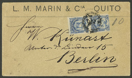 ECUADOR: 30/AP/1896 Quito - Germany, Cover Franked With 10c. (pair Sc.57), Arrival Backstamp Of Berlin 15/MAY, Excellent - Ecuador