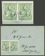 ECUADOR: Cover Franked With Pair Sc.65 With Attractive Violet Oval Postmark Of ESMERALDAS, Sent Ot USA. On Back New York - Ecuador