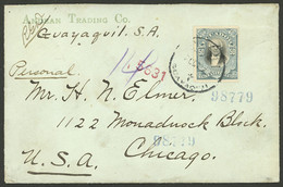 ECUADOR: LARGE POSTAGE: Registered Cover Sent From Guayaquil To Chicago On 7/OC/1905, Franked By Sc.150 ALONE (1899 50c. - Ecuador