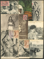 FRENCH MOROCCO: 9 Postcards With Ethnic Views (women And Men In Traditional Costumes) Sent To ARGENTINA Between 1918 And - Other & Unclassified