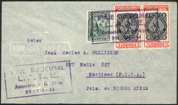 PARAGUAY: 20/JUL/1944 L.A.N.E. First Flight Between Asunción And Buenos Aires, Cover Of VF Quality With Arrival Backstam - Paraguay