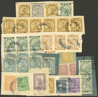 PARAGUAY: Small Group Of Fragments Of Old Covers With Nice Postages, There Are Some Interesting Cancels, For Example "ES - Paraguay