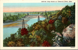 Oklahoma High Bluffs On Cimarron River Showing Oil Wells Curteich - Other & Unclassified