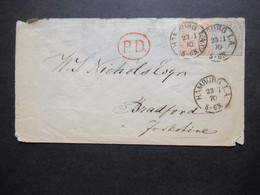AD NDP 23.1.1870 Michel Nr.15 Und 17 MiF Stempel K1 Hamburg I.A. Auslandsbrief Nach Bradford Ovaler Stempel PD - Briefe U. Dokumente