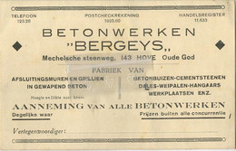 HOVE  (  Oude God )  :  Betonwerken BERGEYS  (  Zie Scans ) - Hove