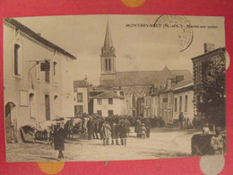 Carte Postale Maine Et Loire. Montrevault. Marché Aux Vaches. Animée. écrite 1904 - Montrevault