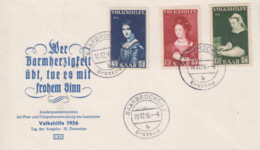 Enveloppe  FDC  1er  Jour  SARRE   SAAR   Oeuvres   Populaires    1956 - FDC