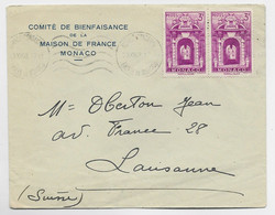 MONACO 3FRX2 LETTRE COVER ENTETE COMITE DE BIENFAISANCE MAISON DE FRANCE MONACO 1948 POUR SUISSE - Brieven En Documenten