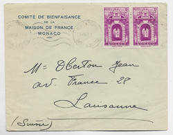 MONACO 3FRX2 LETTRE COVER ENTETE COMITE DE BIENFAISANCE MAISON DE FRANCE MONACO 1948 POUR SUISSE - Lettres & Documents