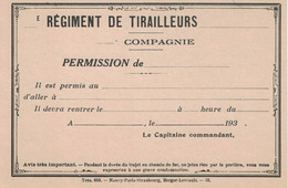 REGIMENT DE TIRAILLEURS COMPAGNIE PERMISSION - Documents