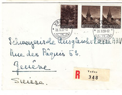 Liechtenstein - Lettre Recom De 1959 - Oblit Vaduz - Exp Vers Genève - Cachet De Genève - Palais Wilson - Covers & Documents