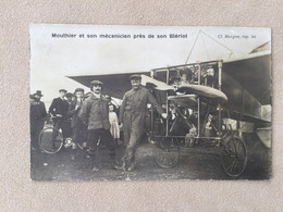 Mouthier Et Son Mécanicien Près De Son Blériot -CP Photo Ancienne - Aviatori