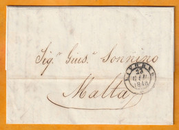 1848 - Lettre Pliée Avec Correspondance En Italien De LIVORNO Livourne Leghorn, Toscana Vers MALTA Malte, GB - 1. ...-1850 Prephilately
