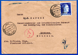 835.LATVIA,OSTLAND,GERMANY 1944 WW II VERY NICE COVER RIGA TO  SWITZERLAND - Lettland