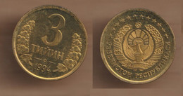 UZBEKISTAN  3 Tiyin 1994 Brass Plated Steel • 2.7 G • ⌀ 19.9 Mm KM# 2 - Oezbekistan