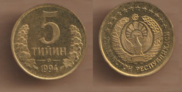 UZBEKISTAN 5 Tiyin 1994 Brass Plated Steel • 3.4 G • ⌀ 21.4 Mm KM# 3, Schön# 3, - Oezbekistan