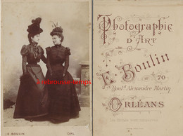 Grande CDV (CAB) 2 Femmes, Manchons Et Chapeaux Par Boulin à Orléans - Old (before 1900)