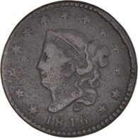 Monnaie, États-Unis, Coronet Cent, Cent, 1816, U.S. Mint, Philadelphie, TB - 1816-1839: Coronet Head