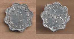 MALTA  2 Mils 1972  0.95 G • ⌀ 20.3 Mm KM# 5, Schön# 5 - Malta