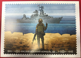Ukraine War 2022 Maxicard Ukrainian Border Guard -" Russian Warship, Go ...” Russian Invasion - Ukraine