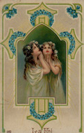 Belle Illustrée Glacée Art Nouveau  : Petites Filles En Prières . - Portraits
