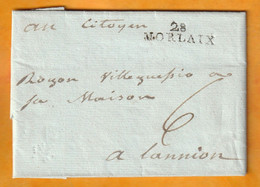 An 3 - 1795 - Marque Postale 28 MORLAIX Sur LAC De 2 Pages Vers LANNION - Période De La Convention Nationale - 1701-1800: Précurseurs XVIII