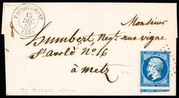MOSELLE : N°14 OBL PC 1241 + T15 "Faulquemont (55)" (1857) Sur Lettre Pour Metz. TB - 1849-1876: Classic Period
