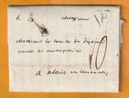 1790 - Marque Postale P Dans Triangle Noir Ouvert PARIS Sur LAC De 3 Pages Vers ALAIS ALES En Cévennes - Taxe 10 - 1701-1800: Precursores XVIII