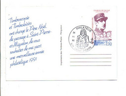 SAINT PIERRE ET MIQUELON 1990 ENTIER DE GAULLE MEILLEURS VOEUX - Covers & Documents