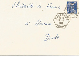 France Enveloppe Cachet à Date Bolandoz 1953 - Maschinenstempel (Sonstige)