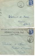 France Enveloppe Cachet à Date Trépot 1953 Lot De 2 - Oblitérations Mécaniques (Autres)